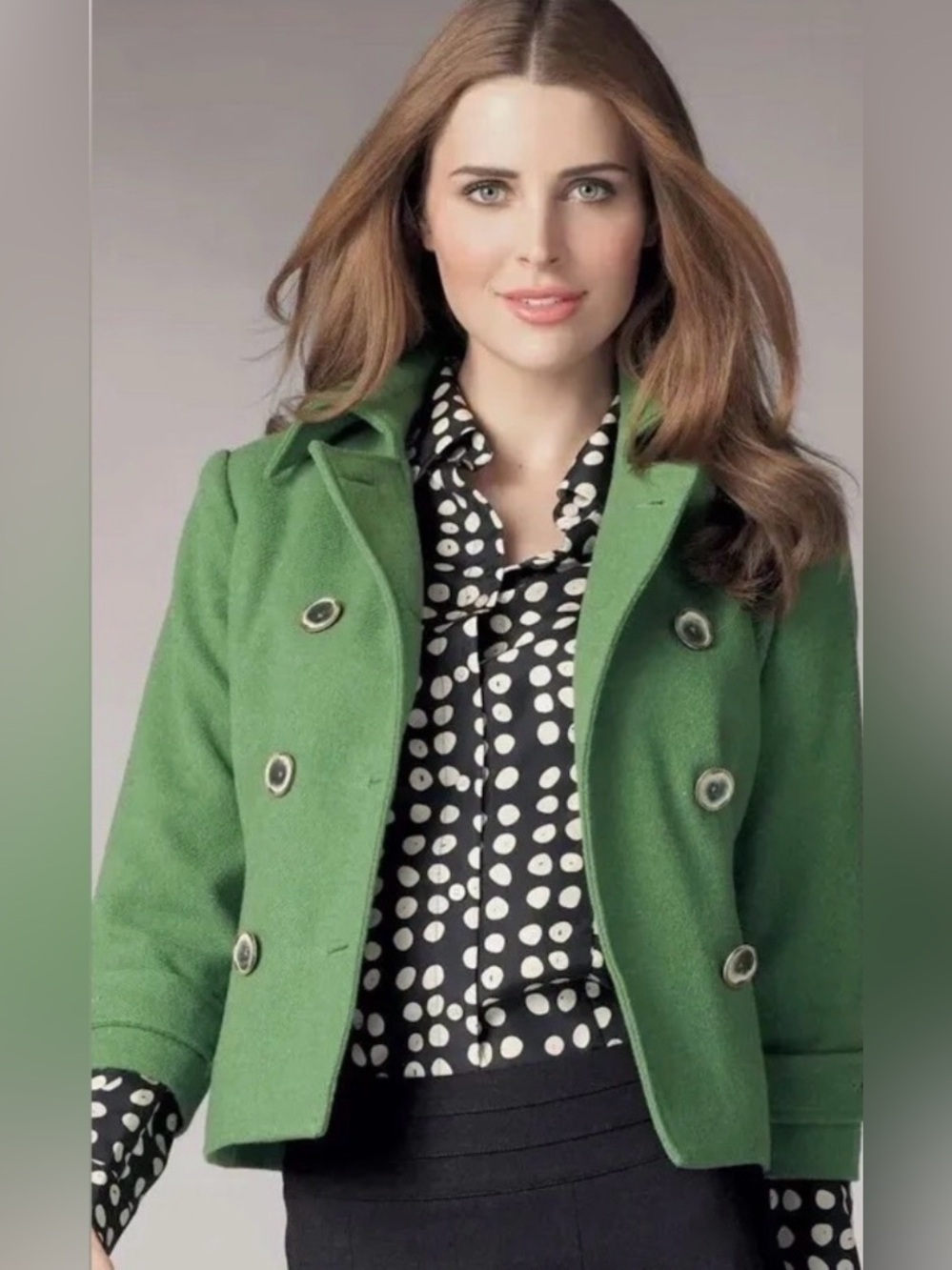 CAbi Kelly green double breasted blazer jacket 6